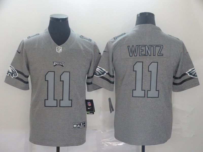 Men Philadelphia Eagles 11 Wentz Grey Retro Nike NFL Jerseys